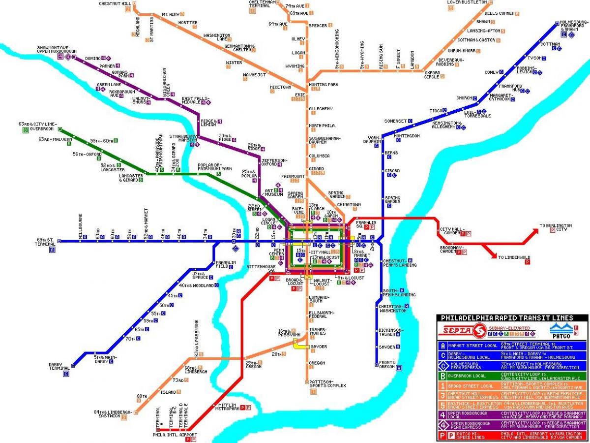 Philadelphia mass transit system mapu