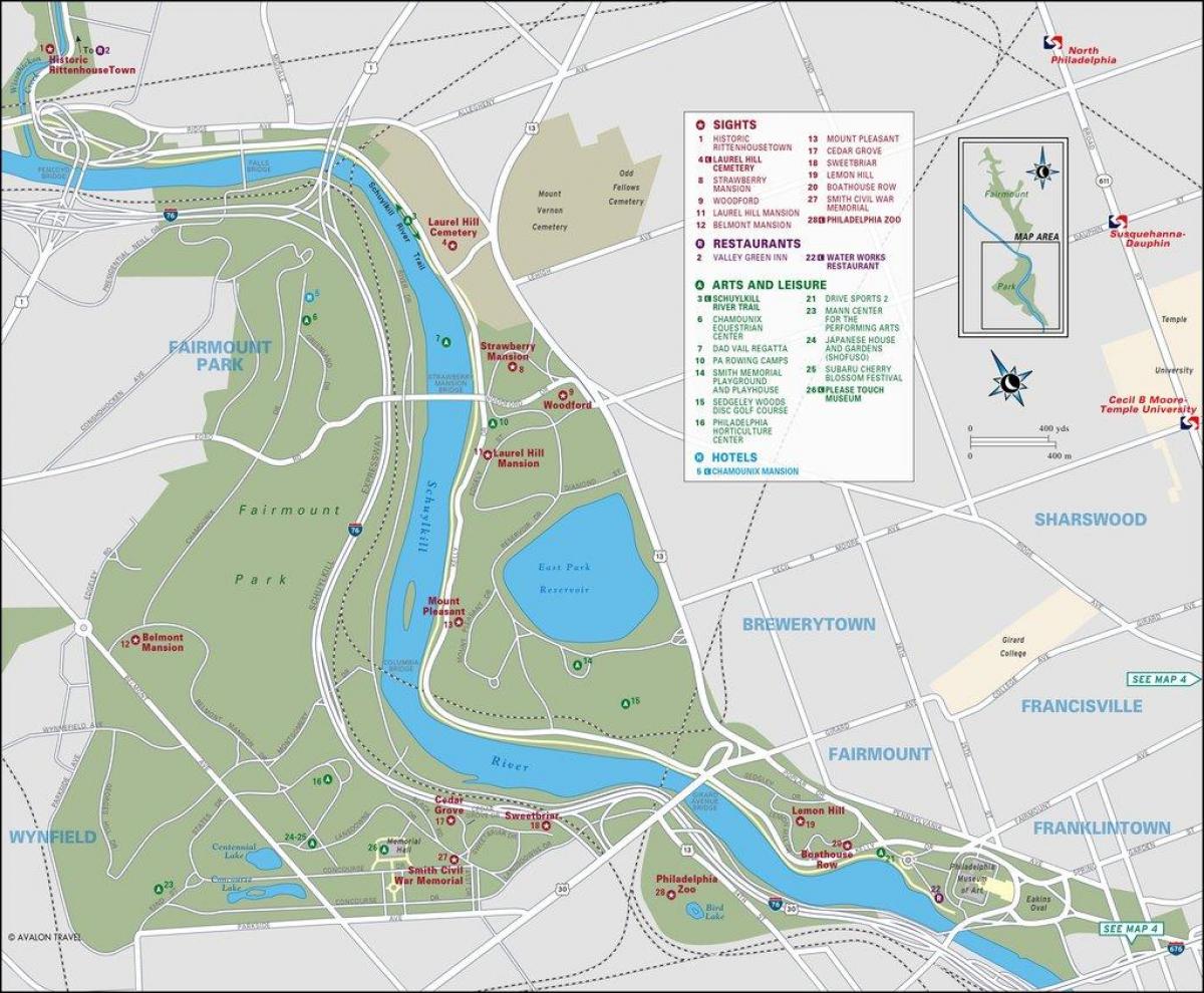 mapa fairmount park Philadelphia