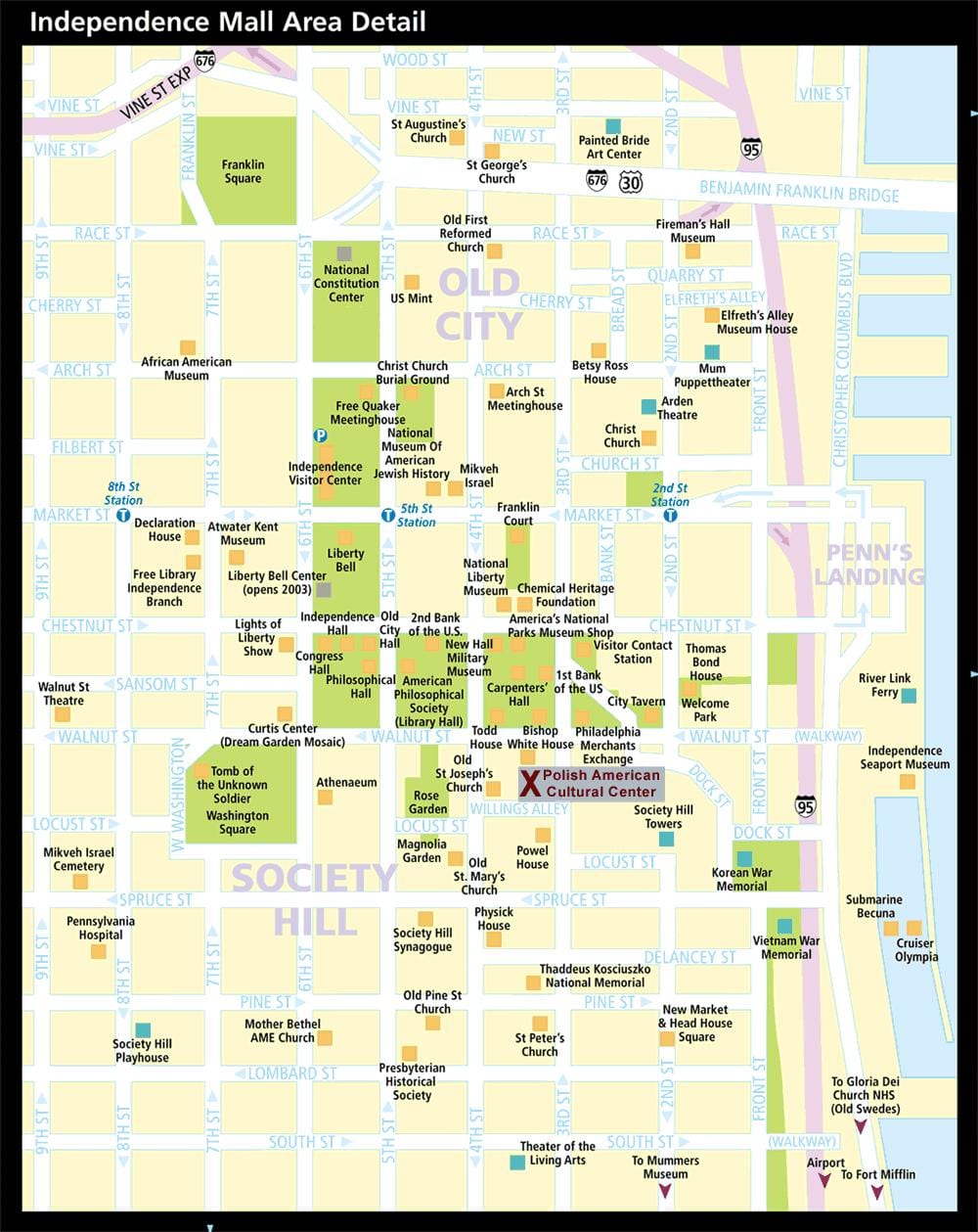 mapa historické Philadelphia