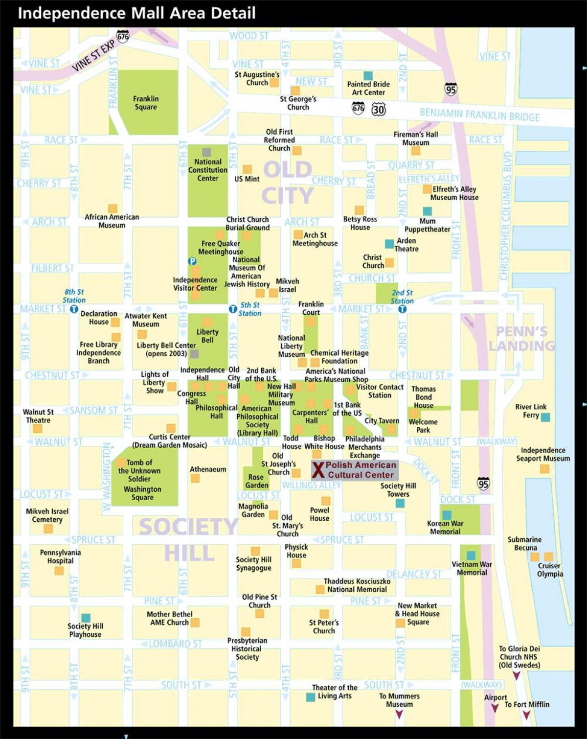 mapa historické Philadelphia