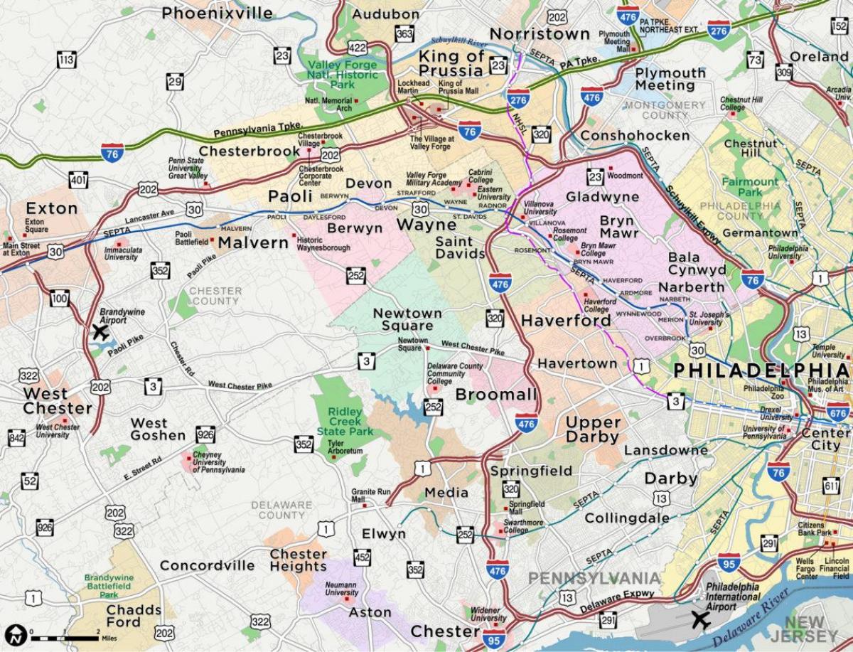 mapa hlavnom riadku Philadelphia