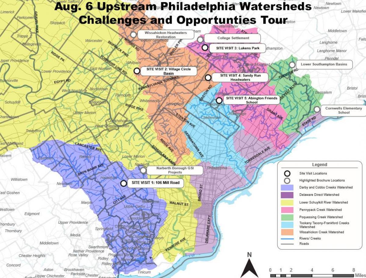 predmestiach Philadelphia mapu
