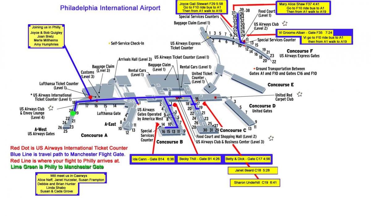 letisko mapu Philadelphia