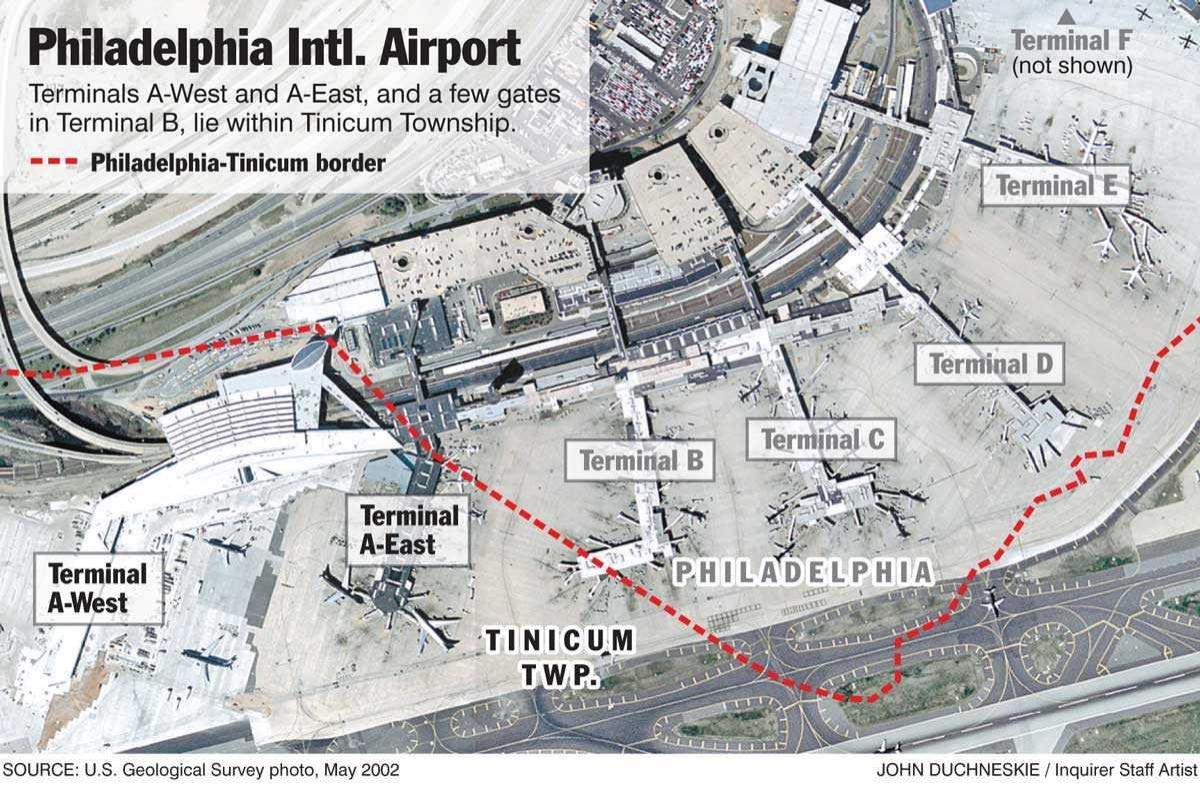 Medzinárodné letisko Philadelphia mapu