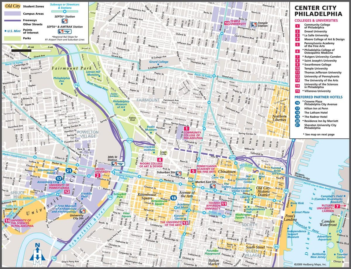 Philadelphia mapa turistických
