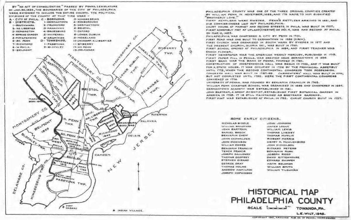 Philadelphia kraj mapu