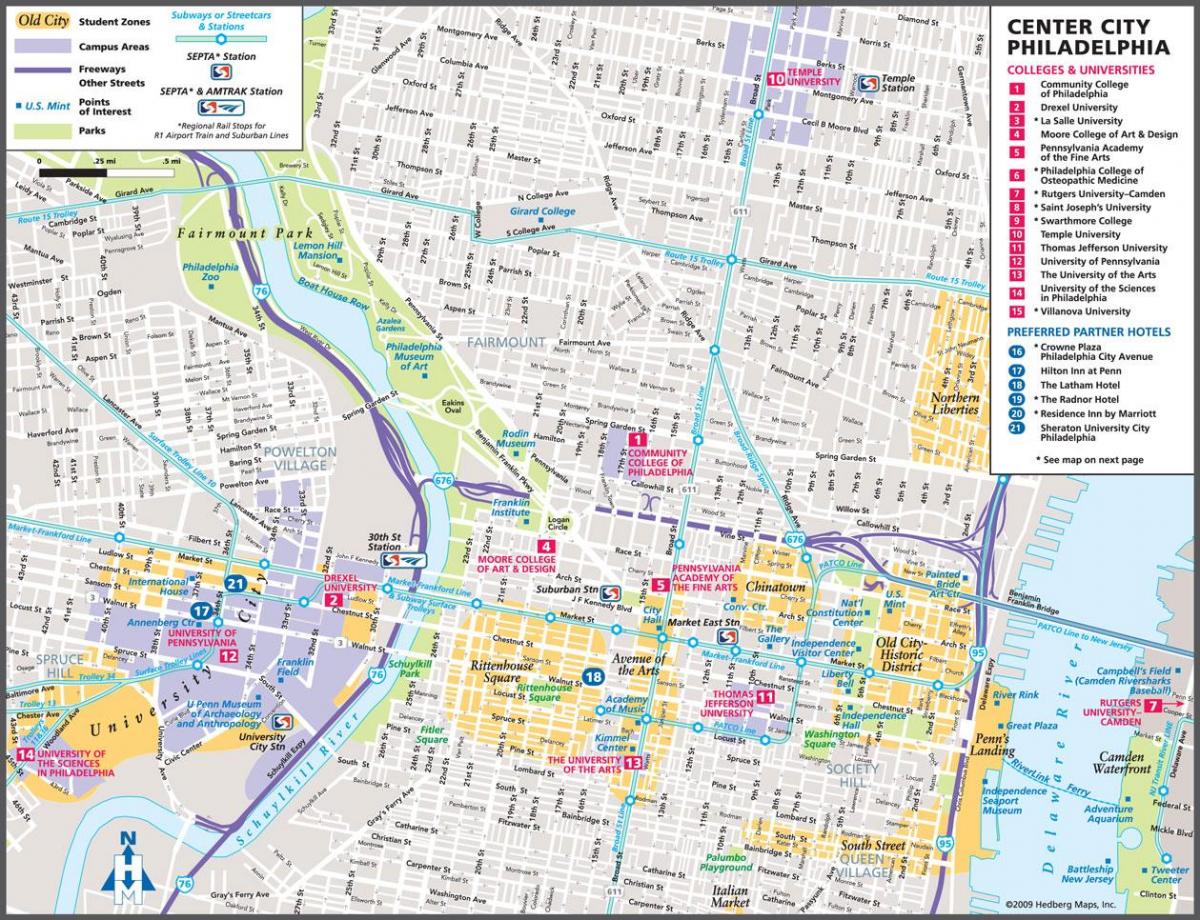 turistické mapy Filadelfie
