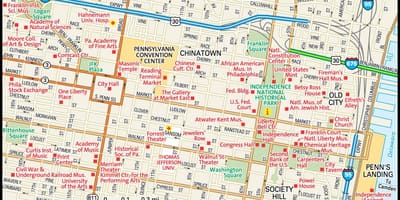 Mapa centre mesta Philadelphia