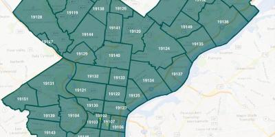 Mapu Philadelphia štvrtí a psč